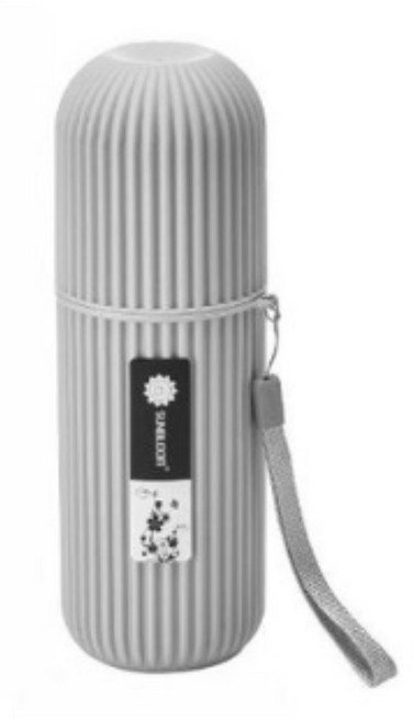 별난상점 여행 캠핑 출장 휴대용 양치컵 칫솔 케이스 스트라이프 패턴 고급형, 1개, 그레이