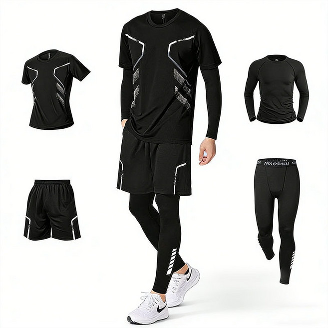 가남 남성 헬스 트레이닝복 4종 세트 드라이핏 라이딩 반소매 상하의