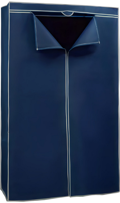 鐵物局 IRON BUREAU 三層單吊桿衣櫥組 91x46x180公分 25.4mm管徑 深海藍布套 銀色, 銀91衣櫥+深海籃