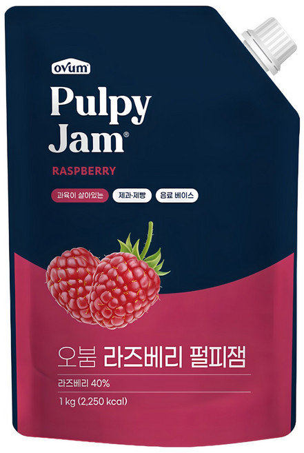 오붐 라즈베리 펄피잼, 1kg, 1개