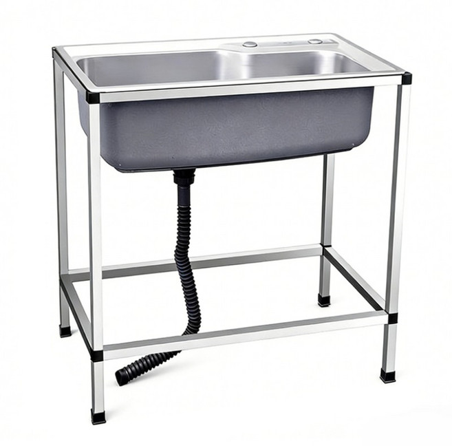 간이 싱크대 사무실 개수대 보조 주방 소형 싱크대 스텐 씽크대 베란다 탕비실 업소용 (수도꼭지 미포함), 1개, 기본 색상