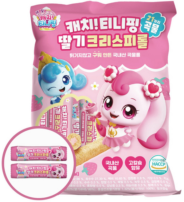 해호 캐치티니핑 딸기 크리스피롤, 딸기맛, 150g, 1개