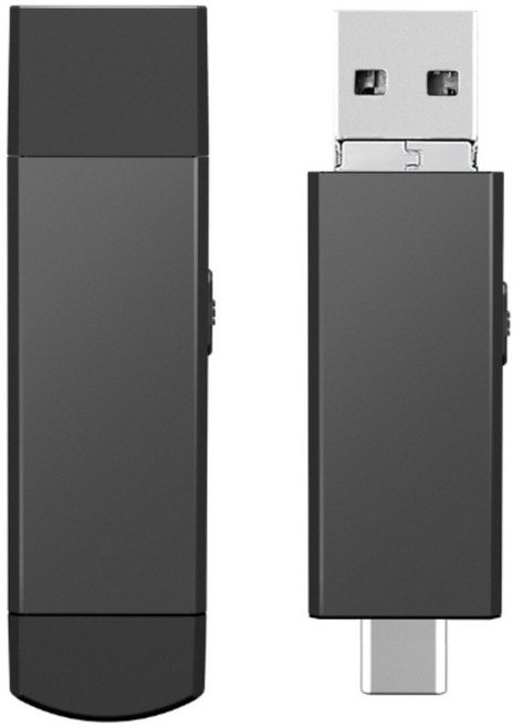 국내개발 USB GPT AI 노이즈감소 C타입 올인원 초소형 장시간 보이스레코더 16기가 녹음기, 블랙