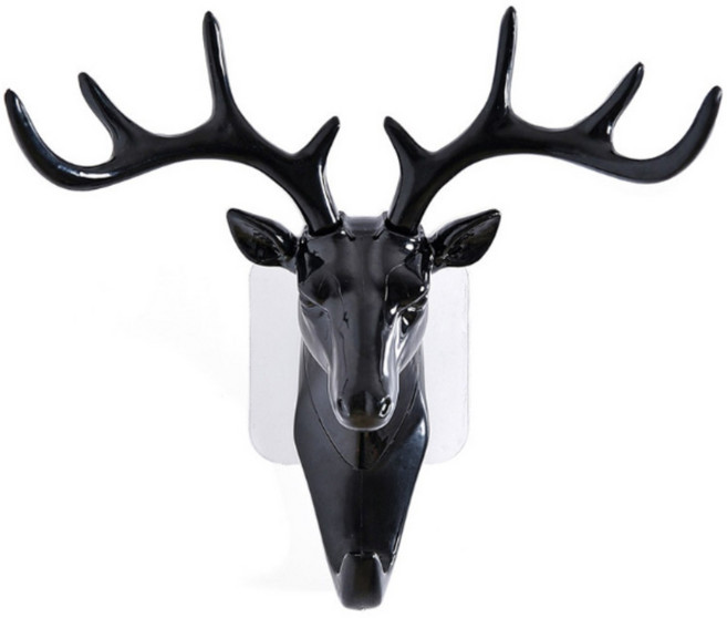 유럽풍 사슴뿔 마스크 고리 열쇠 가방 보관걸이 부착식 후크, BLACK, 1개