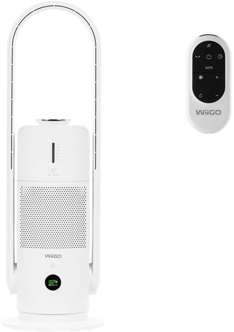 위고 올인원 팬타워 청정가습기 공기청정기 UV살균 화이트 앱연동 간편세척 가정용 사무실용 인테리어 활용 습도조절 초음파식 사계절용, WH-FNAH (화이트)