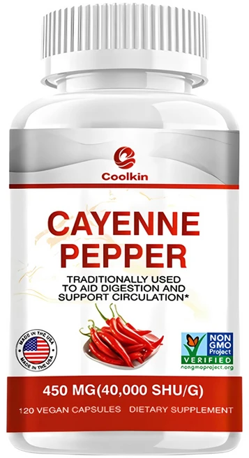 프리미엄 카옌페퍼 천연 캡사이신 신진대사 촉진 혈액 순환 개선 에너지 증진 체중 관리 항산화 효과 소화 기능 지원 식물성 캡슐 GMP 인증, 1개, 60정 - 쿠팡