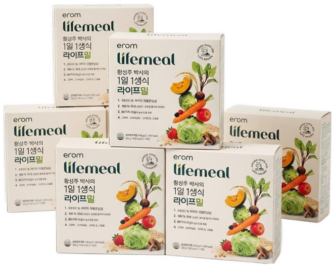 이롬 황성주 박사 1일1생식 식사대용 선식 가루 동결건조 간편 건강 루틴 뉴밀플러스 라이프밀, 419g, 6개