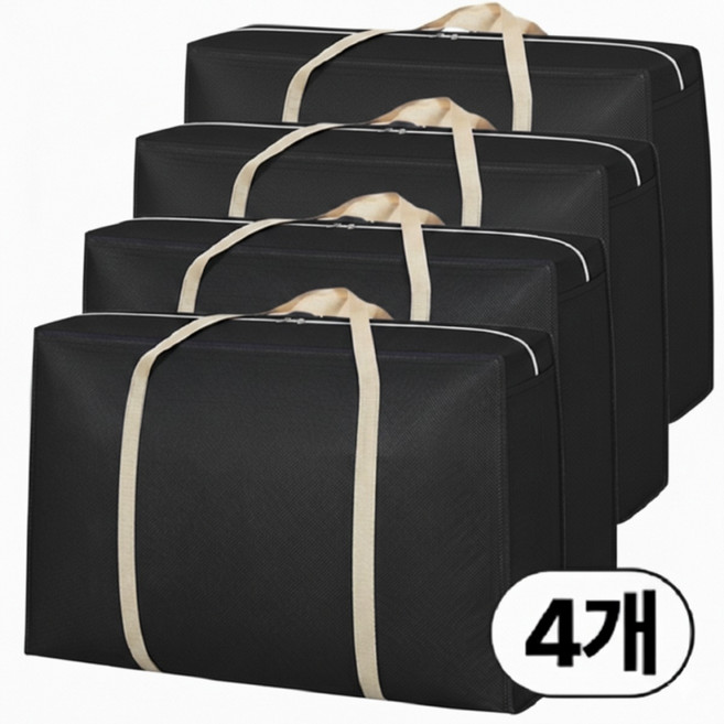 아크배라 이사박스 이사가방 특대형 이불가방 110L, 블랙, 4개