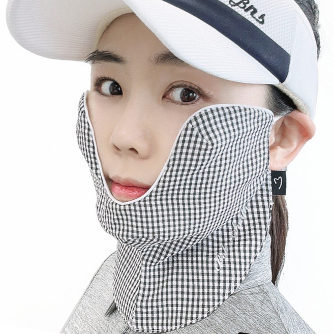 밥앤스미스 골프마스크 여성 남성 자외선차단 얼굴햇빛가리개 운동 안면 볼 마스크 국산, 체크블랙T, 1개