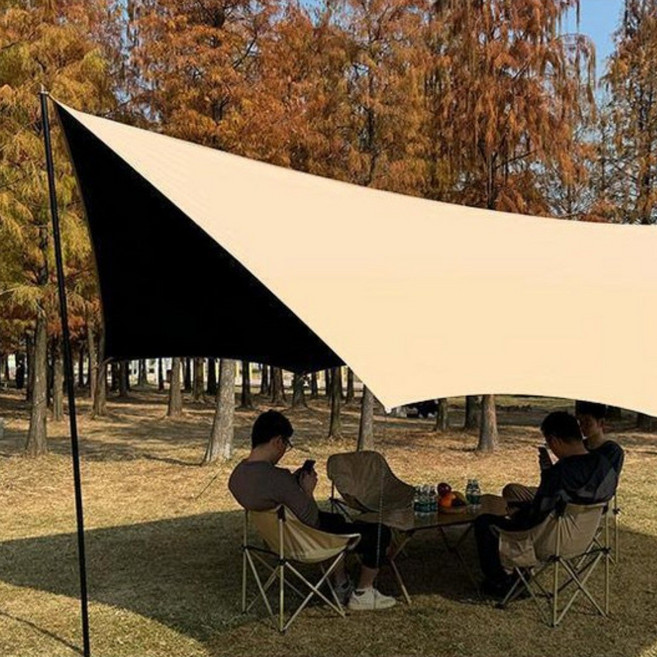 HAM 캠핑 와일드 블랙코팅 타프 야외 캠핑 텐트 피크닉 그늘막 비와 자외선 차단 휴대용 그늘막, 카키450*500cm