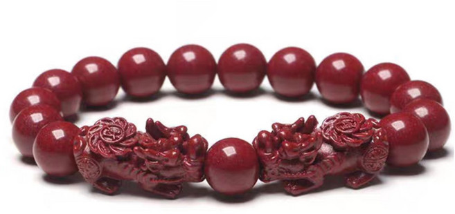 남녀공용 금전운을 부르는 경면주사 쌍비휴 팔찌 C-3016