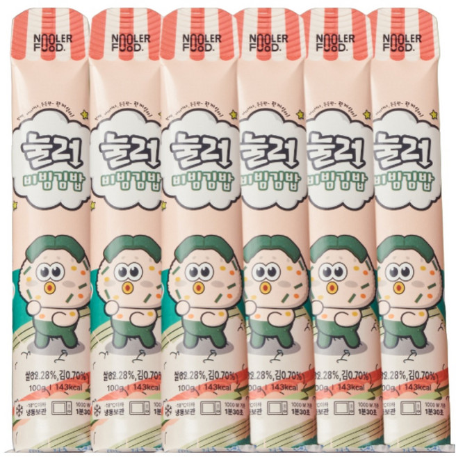 [3+3] 눌러밥 (비빔김밥 6) 맛보기 간식 볶음밥 한끼 간편식품, 6개, 100g