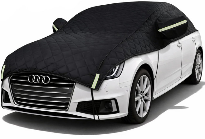 글로리존 두꺼운 기모 하프 커버 보온 보냉 오염 방지 덮개, 블랙, 세단용기모