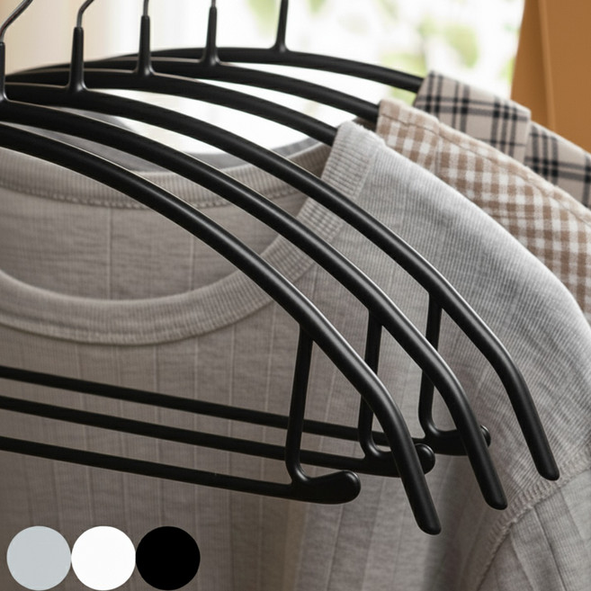 루네로 어깨뿔없는 모던 옷걸이 논슬립 라운드, 5개, 모던블랙