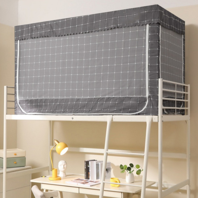 2층 싱글침대 커튼 사계절 난방텐트 사각모기장 일체형 침실 1인용 암막커튼