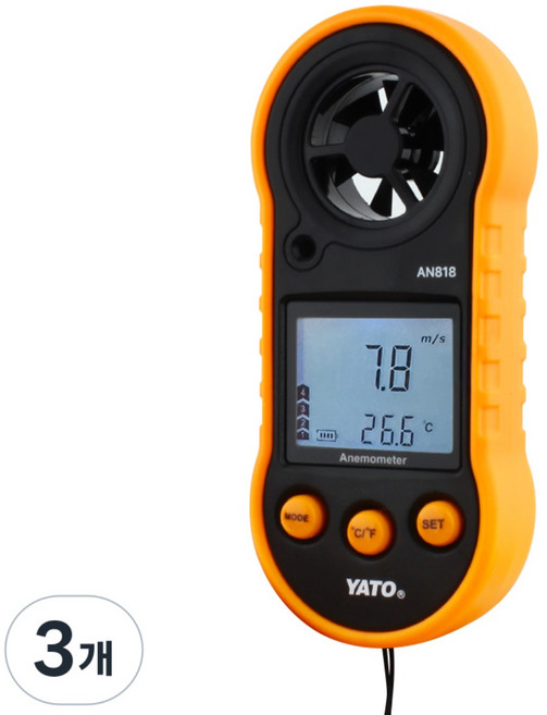 야토 디지털 풍속계 휴대용 바람 풍량 온도 측정기, 3개