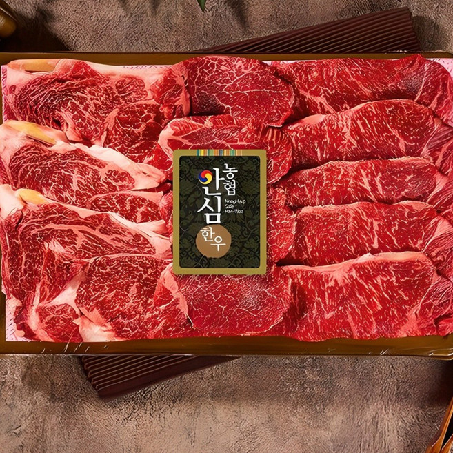 [농협안심한우]구이용 1등급이상 한우선물세트, 1세트, 구이1호(등심600g+안심300g+채끝300g), 1.2kg