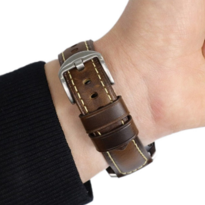 오르몽트 수제 가죽 스트랩 소가죽 통가죽시계줄 18mm 20mm 22mm 스트랩 갤럭시워치밴드, 다크브라운