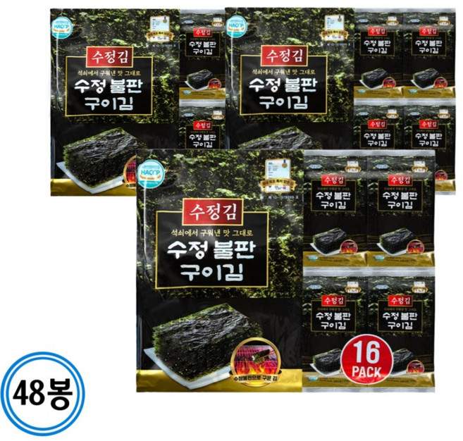수정김 수정불판구이김 재래 도시락김 4gx48봉, 1개, 4g