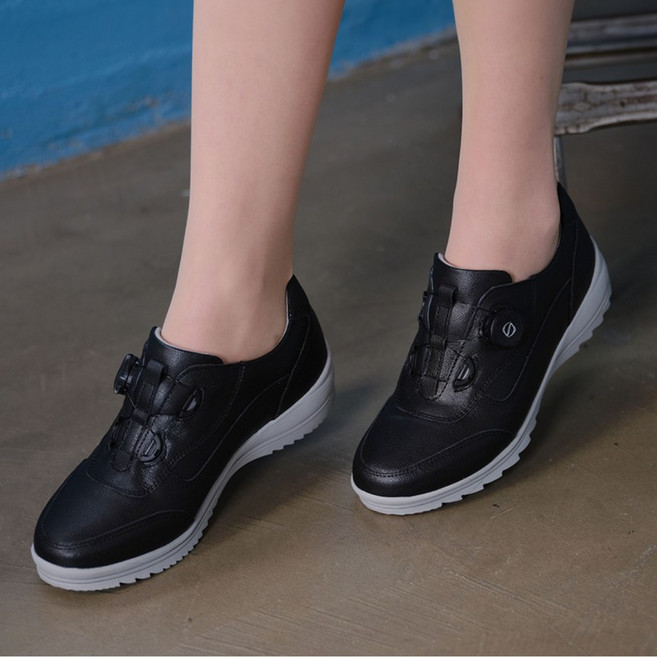 플로쥬 소가죽 다이얼 여성 스니커즈 키높이 4.5cm