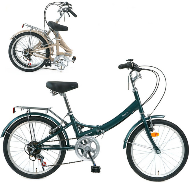 삼천리자전거 20 하로GS 접이식 미니벨로 7단 90%조립 생활용 초등학생 성인 자전거, 1개, 138cm, 카키(무광)