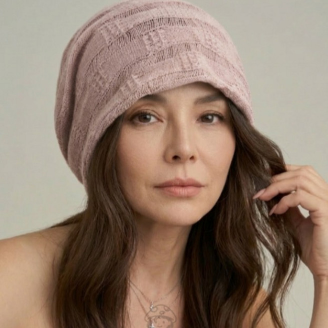 버섯언니 H57 시원한 매쉬 스트라이프 여름 니트 비니 통기성 중년모자