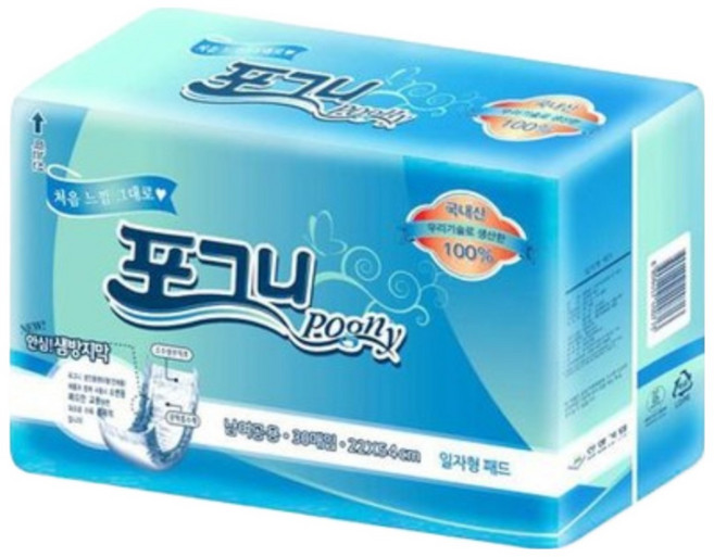 포그니 성인용 어른기저기 속기저귀 일자 소변패드일자기저귀대형 남녀공용, 2개, 30매입