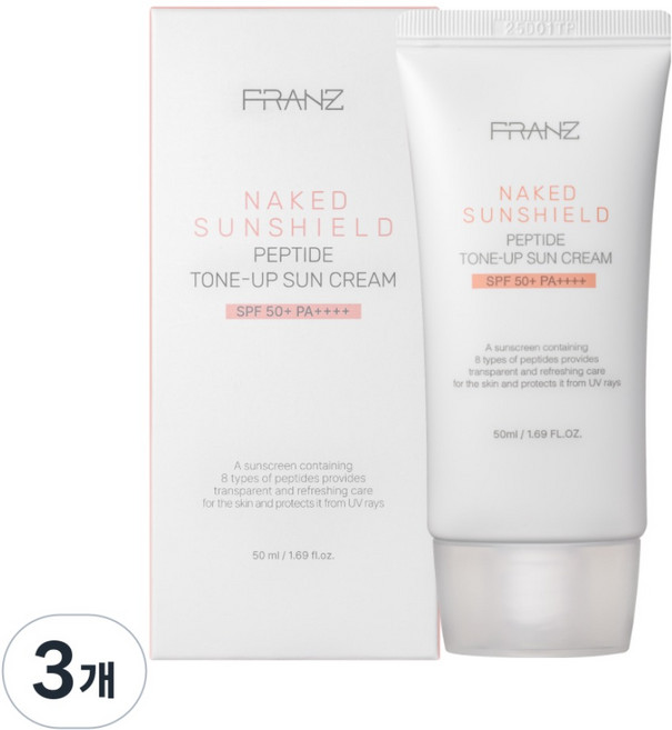 프란츠 네이키드 선쉴드 톤업 선크림 50ml 화사톤업 수분선크림, 3개