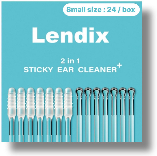 Lendix 친환경 점착식 끈끈이 귀이개 플러스 면봉 투인원, 1개, 24개입, Small