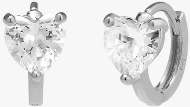 골드앤디어 14KGF 큐빅하트 라운드 원터치 귀걸이