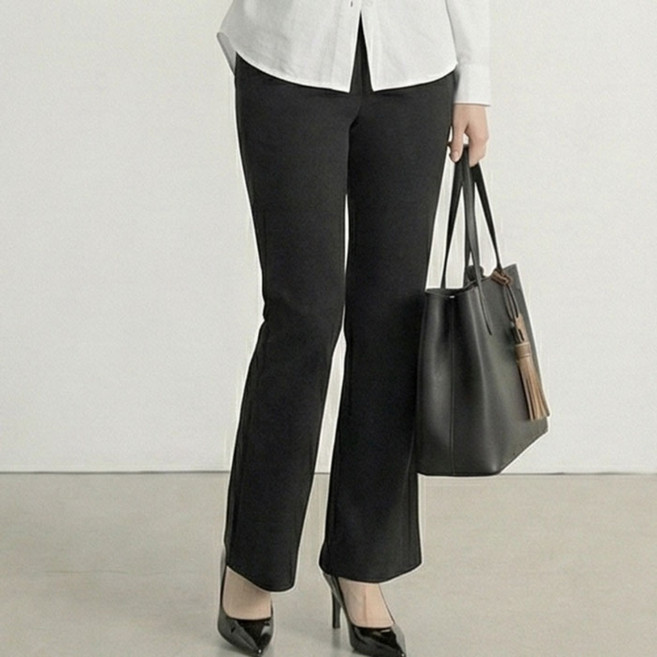 [A.I.P] 여성 세미 부츠컷 슬랙스 밴딩 팬츠 구김적은 스판 빅사이즈 국내생산 봄 가을 바지 66 77 88 키작녀 바지