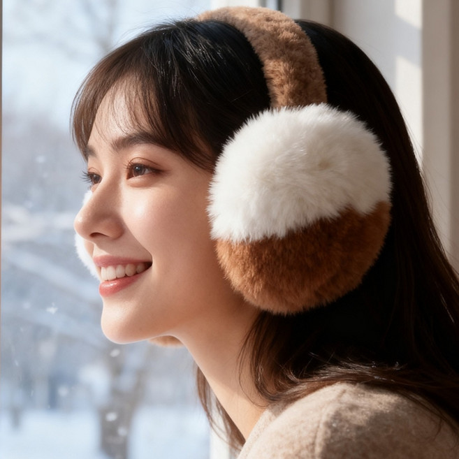 고샤인 겨울 방한 접이식 투톤 털 귀마개 보온 귀도리