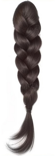 하이유니 [땋기완성] 여신 벼머리 포니테일 100% 고정 집게 붙임머리 부분가발, 1개, 네츄럴블랙