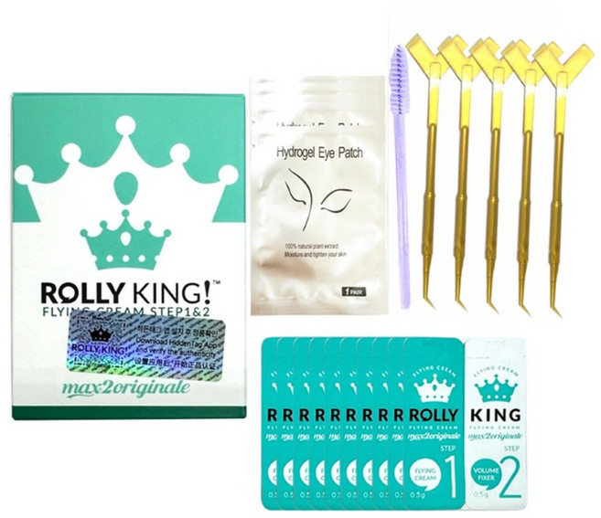 롤리킹 펌제 1제0.5g+2제0.5g +아이패치5장+올인원펌스틱5개+속눈썹브러쉬1개 증정 속눈썹펌제, 1세트, 롤리킹펌