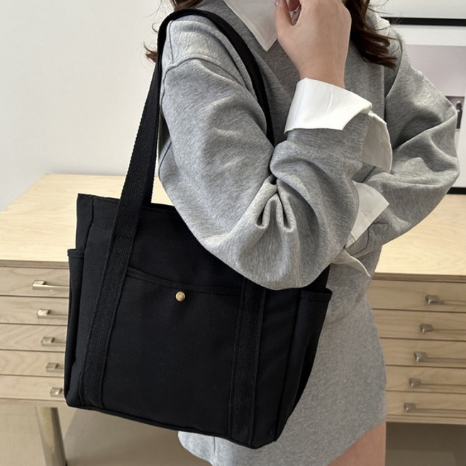 분리수납 탄탄한 캔버스백 대용량 보부상 에코백 텀블러 포켓 숄더 토트백