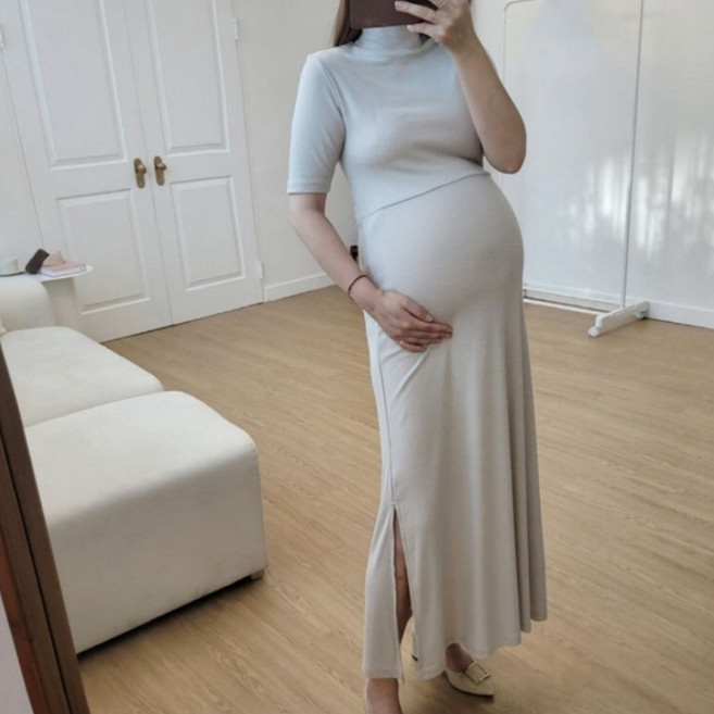 하프넥 주수 만삭촬영 원피스 임부복 임부원피스 임산부드레스