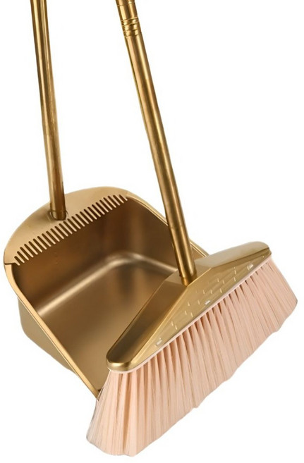 루멘마르스 스테인리스 빗자루 쓰레받기 세트 청소도구, 골드, 1세트
