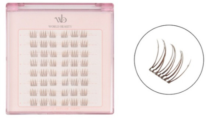 월드뷰티 24시간 떨어지지 않는 자연스러운 노글루 속눈썹 8mm, 1개, 브라운