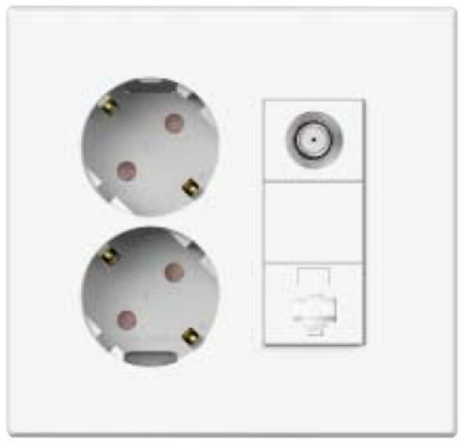 태성전기 틸인스 화이트 2구 콘센트+ 8p+ CATV 2방