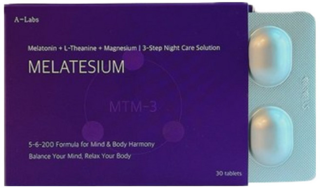 멜라테슘 식물성 멜라토닌 1일 5mg 테아닌 600mg 마그네슘 200mg, 2개, 30정