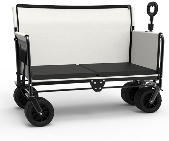 어반콘크리트 캠핑 접이식 의자 웨건 벤치형 웨건 (카키 블랙 아이보리), 1개, 접이식 의자 웨건 (아이보리)