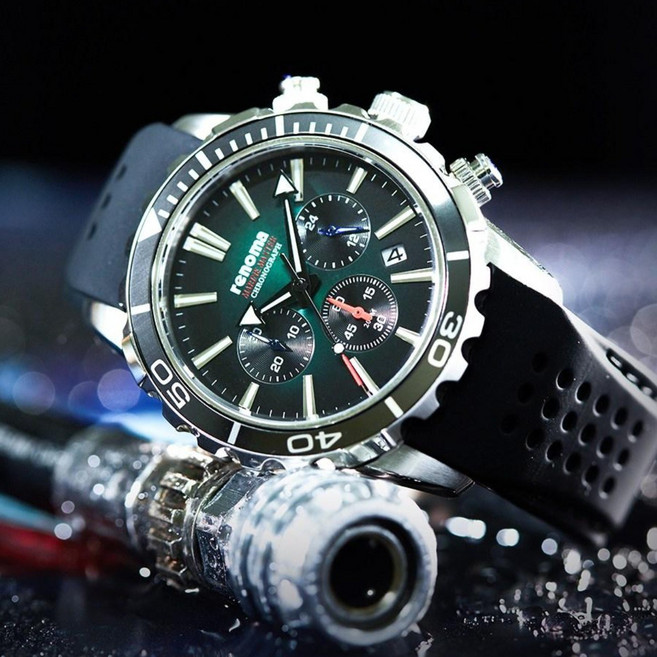 renoma 레노마 마린마스터 크로노그래프 남성 다이버 실리콘시계 RE550