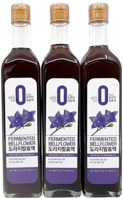 청운당농산 지리산 도라지즙 발효액 500ml 도라지청 진액, 3개