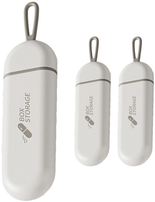 네스팅홈 방수 휴대용 3칸 미니 알약 케이스 화이트 그레이, 3개