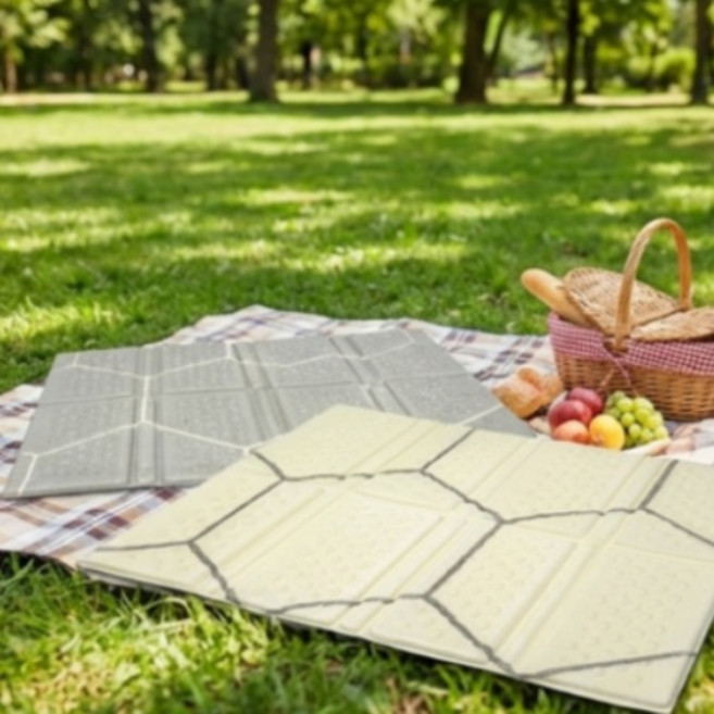 휴대용 접이식 1인용 방석 미니 매트, 그레인 or 화이트(랜덤)