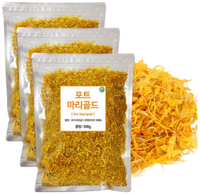 신영몰 메리골드 꽃잎 100g 이집트산 포트 메리골드차 꽃차 원물재료, 3개, 1개입