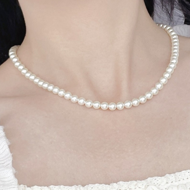 블랑썸 구체형 핵진주 목걸이 천연 진주목걸이 3mm/4mm/5mm/6mm