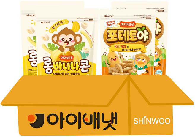 아이배냇 아기과자 롱바나나콘 2개+포테토야 2개, 120g, 1세트