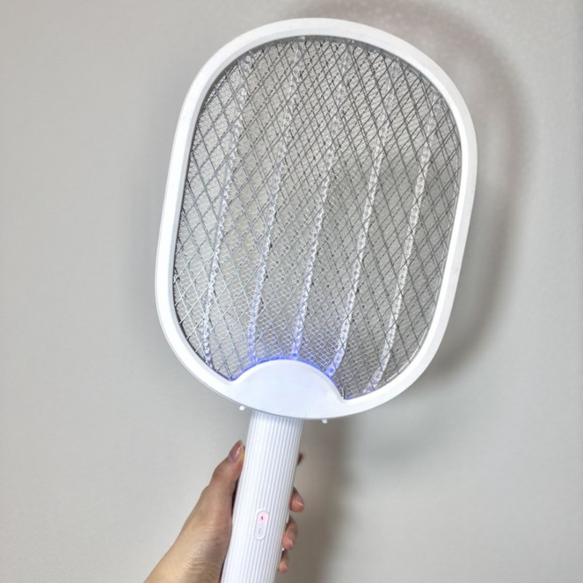 KC인증 누바르 완전박멸 접이식 전기모기채 충전식, 퓨어화이트(White)