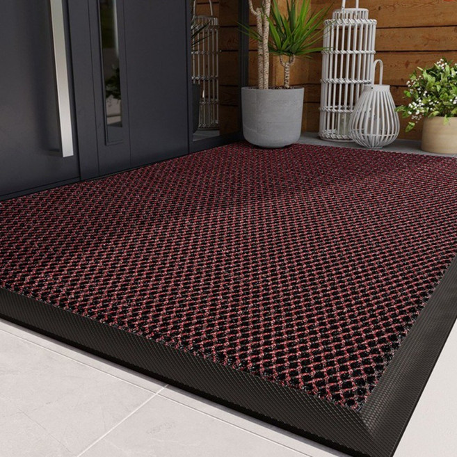 LIL 벌집매트 현관매트 2중 코일 발매트 발판 신발장 발코니 베란다 입구, 1개, 와인